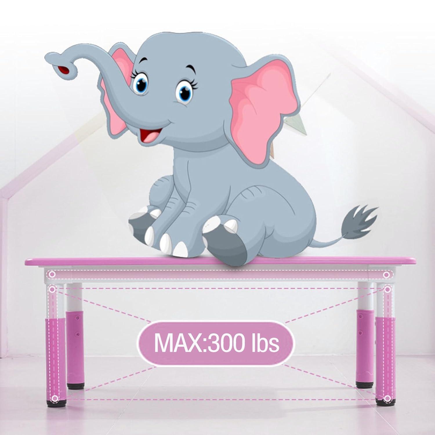 Kids Table and Chairs Set, Height Adjustable Desk With 6 Seats for Ages 2-10,Arts & Crafts Table,Graffiti Desktop, Non-Slip Legs, Max 300lbs, Children Multi-Activity Table for Classrooms,Daycares,Home