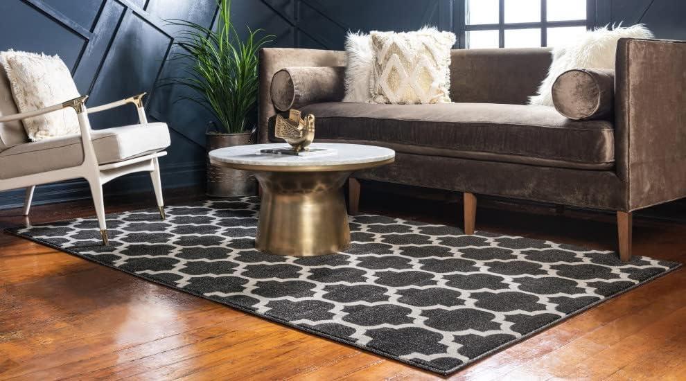 Unique Loom Trellis Collection Area Rug - Philadelphia (6' 1" x 9' Rectangle Black/Beige)