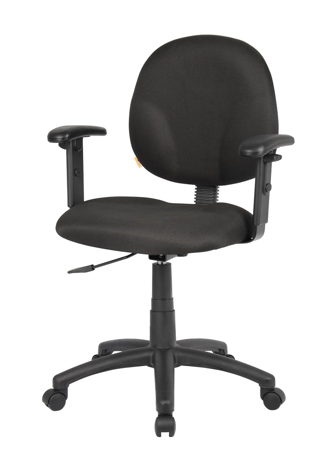 Black Adjustable Ergonomic Task Chair with Fabric Upholstery