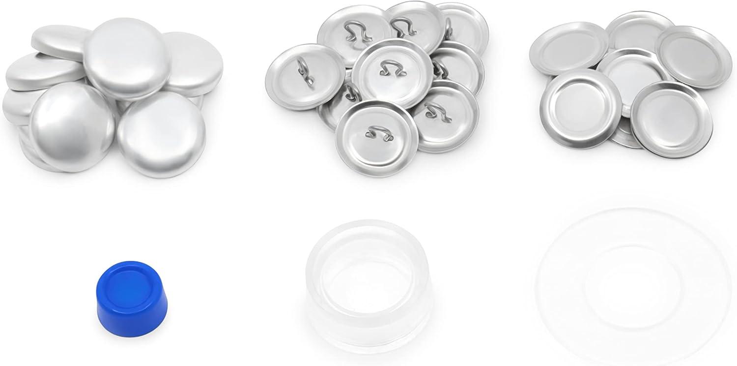 Dritz 3/4" Set of 18 Craft Cover Button Kit with Tools Nickel: Metal Sewing Fasteners, Silver Button Covers