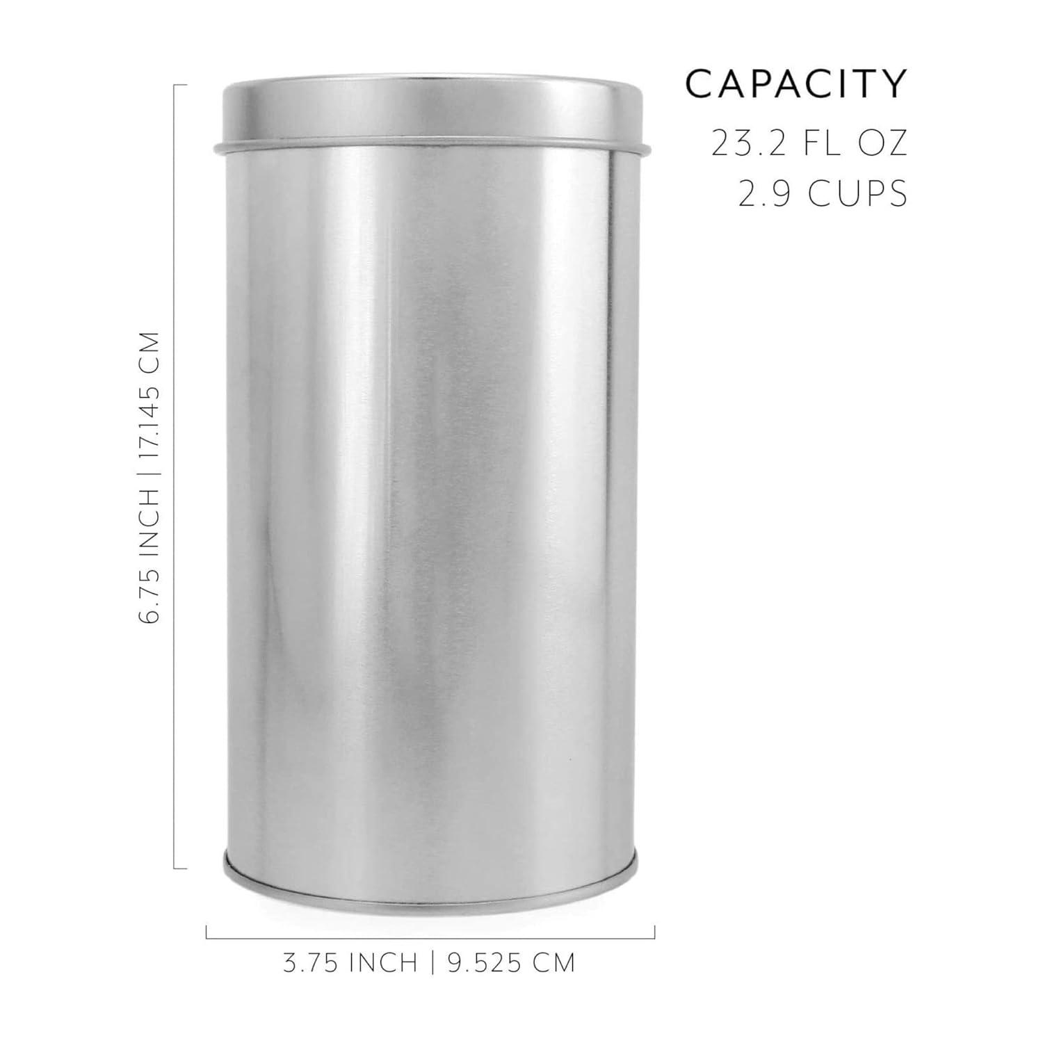 Solstice Large Double Seal Tea Canisters 4pk; Round Metal Containers with Interior Seal Lid