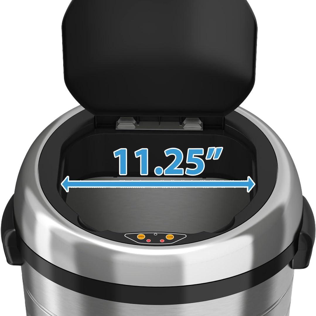 iTouchless Rolling Sensor Kitchen Trash Can with Wheels and AbsorbX Odor Filter 23 Gallon Silver Stainless Steel
