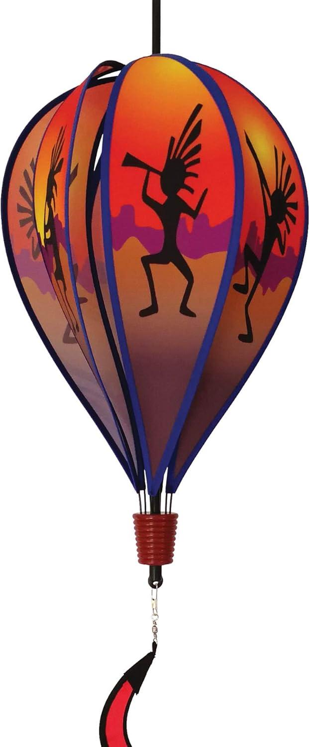 In the Breeze 1049 — Kokopelli 6-Panel Kinetic Hot Air Balloon - Garden Wind Spinner