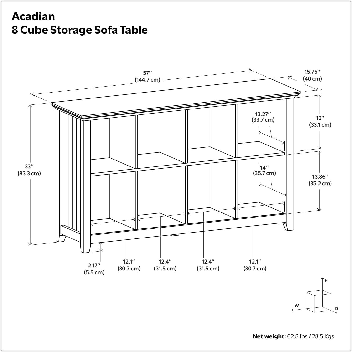 Simpli Home Acadian 57"W Solid Wood Storage Console Table