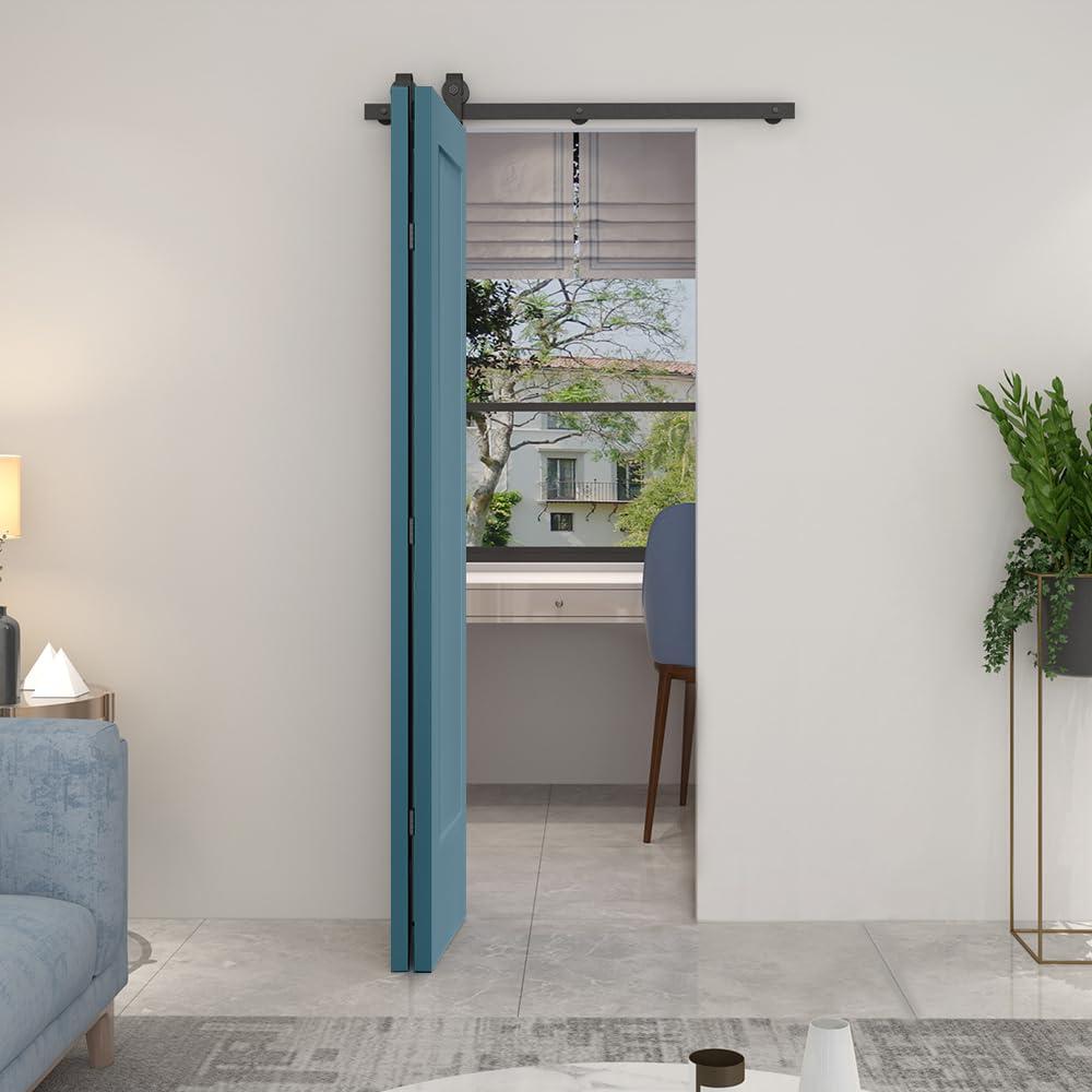 Calhome Paneled MDF Composite Bifold Barn Door with Installation Hardware Kit