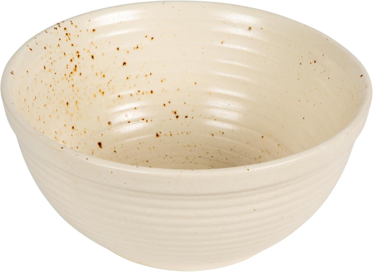 Creative Co-Op Farmhouse Stoneware Bowl, White Speckled Glaze