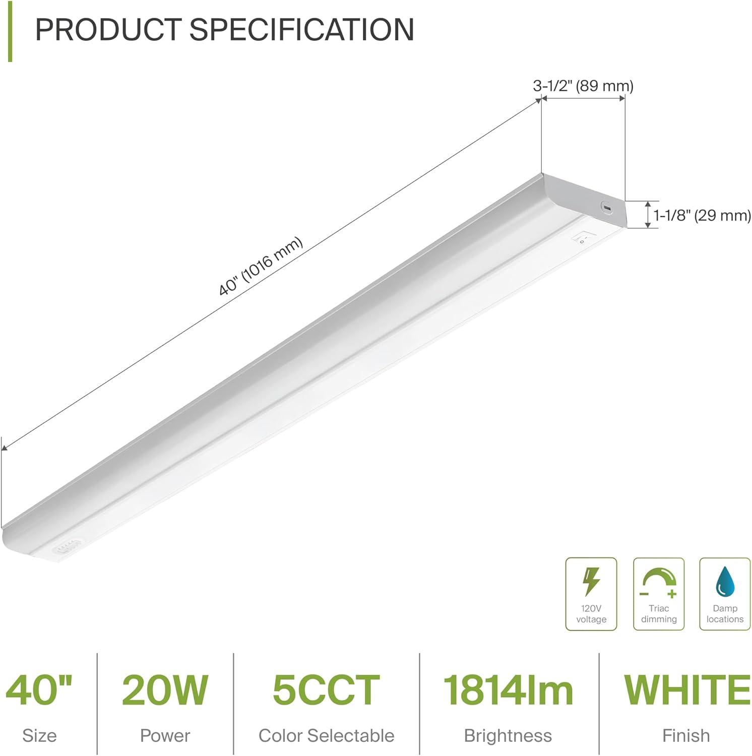 ASD 40 Inch White LED Under Cabinet Light with Switch