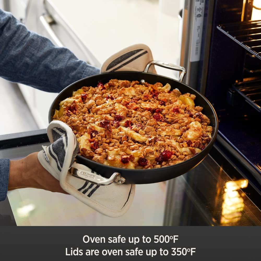 All-Clad 4 Quart Nonstick Sauteuse with Acacia Wood Trivet & Spoon and Glass Lid, HA1 Hard Anodized Cookware