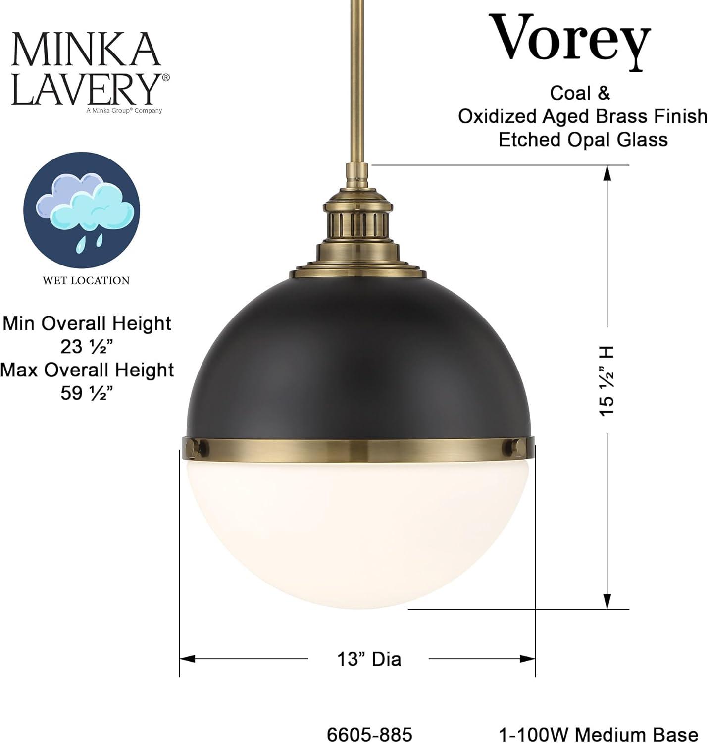 Coal and Oxidized Aged Brass Glass Orb Pendant Light