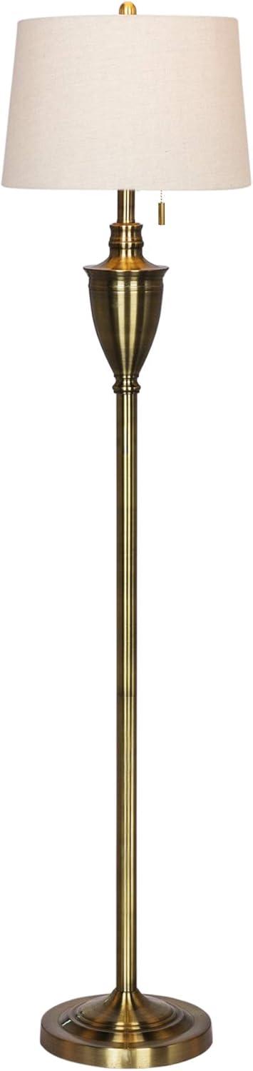 Antique Brass 61-Inch Classic Urn Floor Lamp with Oatmeal Shade