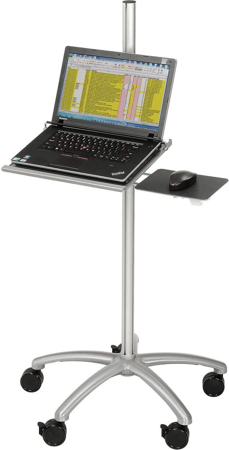 Adjustable Height Aluminum Laptop Cart with Locking Casters