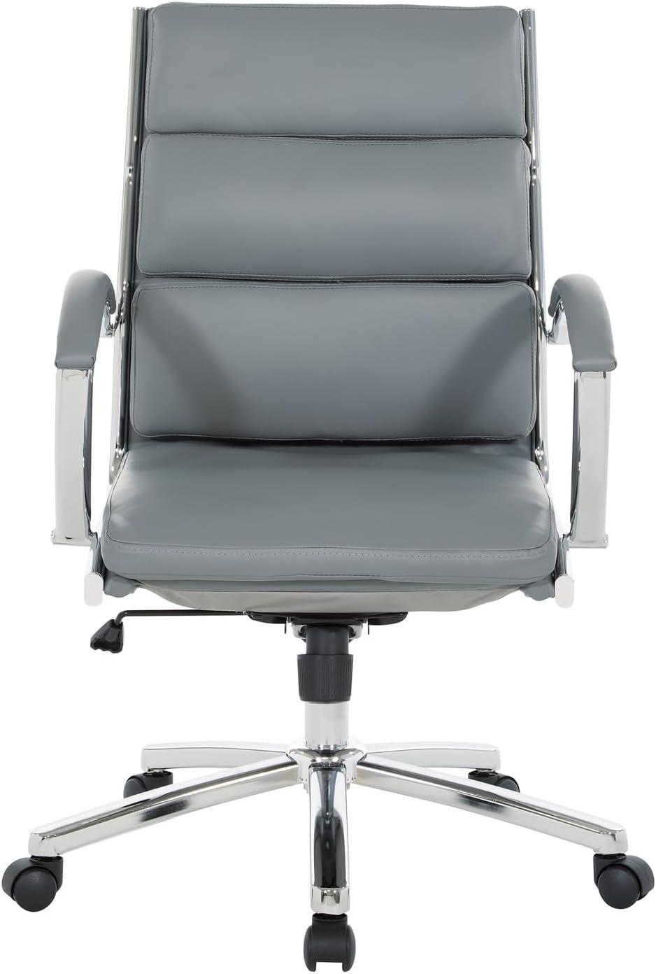 Mid Back Executive Charcoal Gray Faux Leather Chair