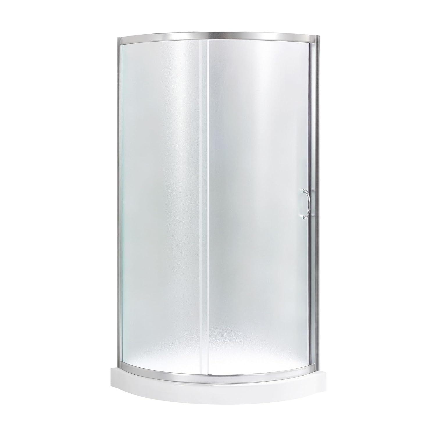 Ove Decors OVE Decors Breeze Premium 33 in. Round Shower Kit w/ Frosted, Base in Chrome Finish BREEZE 32 FROSTED GLASS KIT