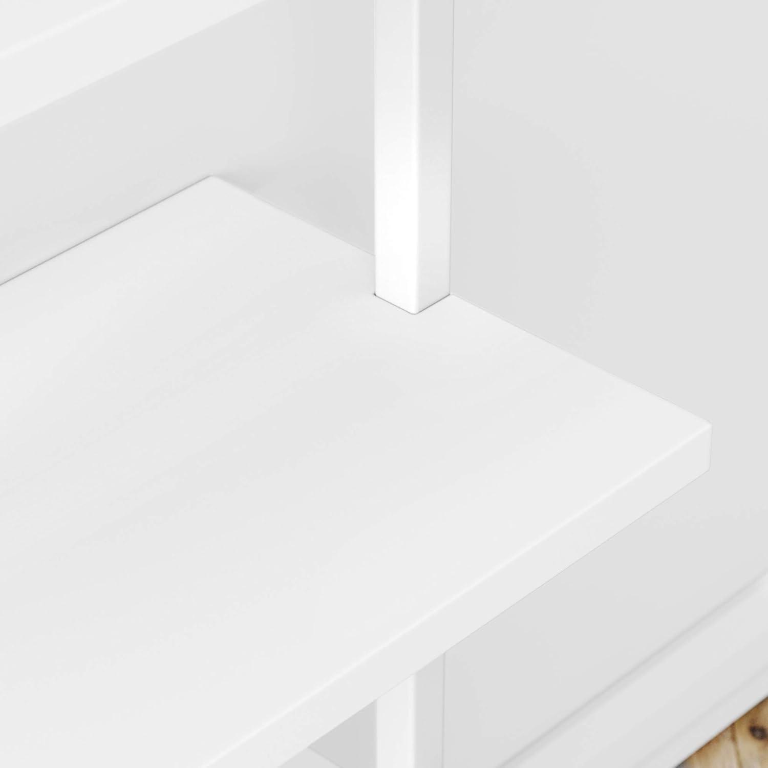 Hassch 5 Tiers Ladder Bookshelf Industrial Bookcase Storage Rack with Metal Frame, White