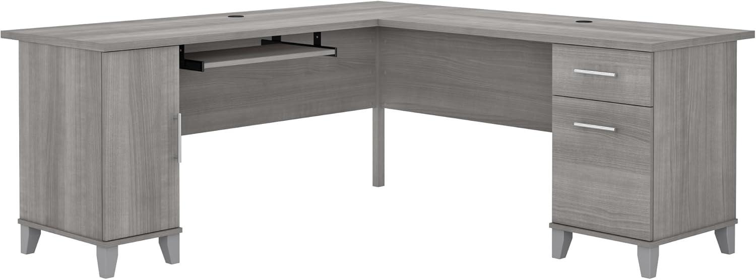 Bush Furniture Somerset 72" L Shaped Desk with Storage, Platinum Gray