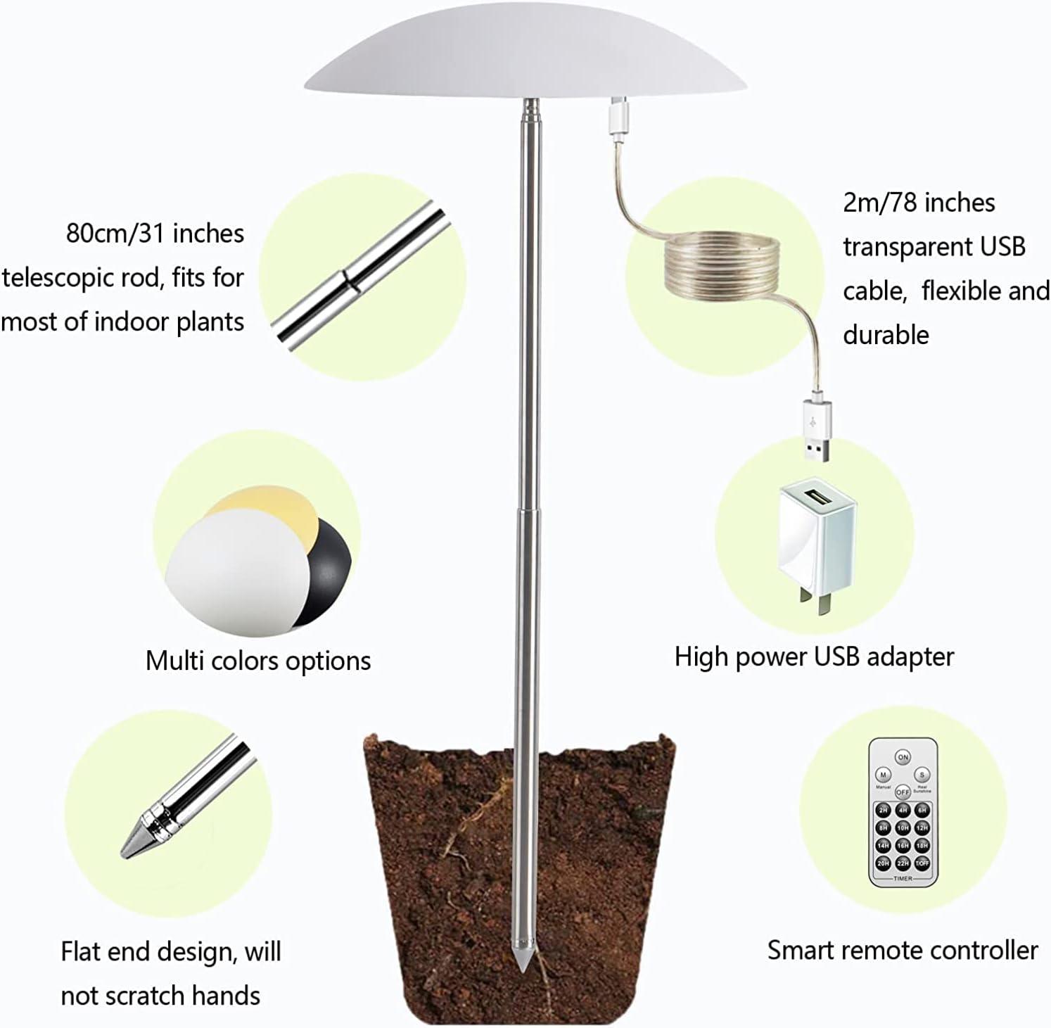 Witsanlex Smart LED Grow Lights for Indoor Plants, Full Spectrum, Sun Mode Auto Dimming, Daily Auto on/off Timer, Height Adjustable