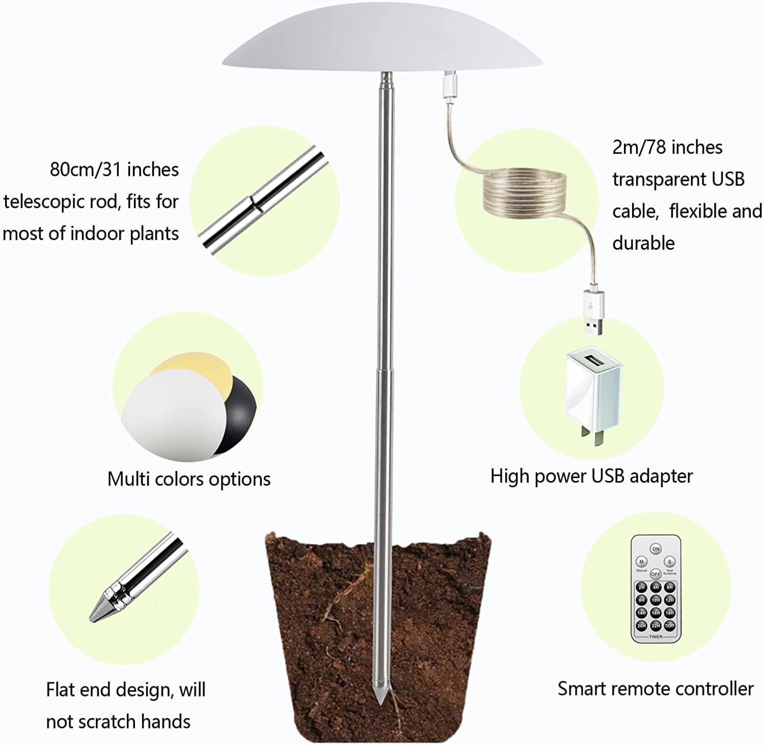 Witsanlex Smart LED Grow Lights for Indoor Plants, Full Spectrum, Sun Mode Auto Dimming, Daily Auto on/off Timer, Height Adjustable