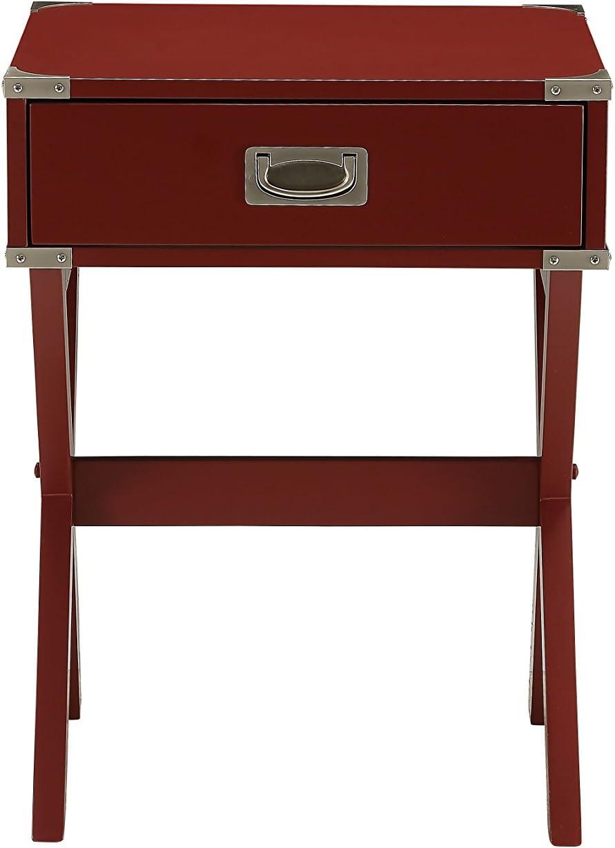 ACME Babs 1-Drawer Wooden End Table in Red