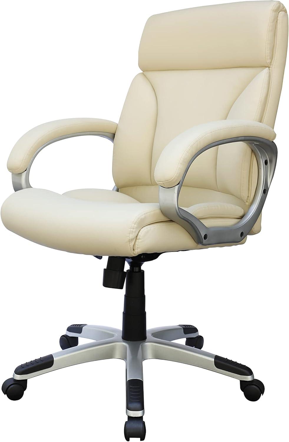 Modern Mid Back Executive Chair Ivory - Boss Office Products: Pneumatic, Swivel, Ergonomic Design