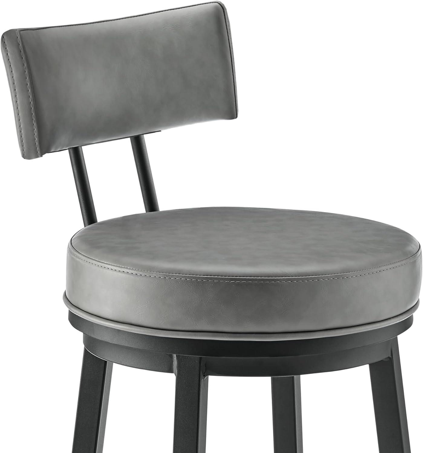 Armen Living Indoor Crux 26" Swivel Counter Stool in Brown Faux Leather and Walnut Wood