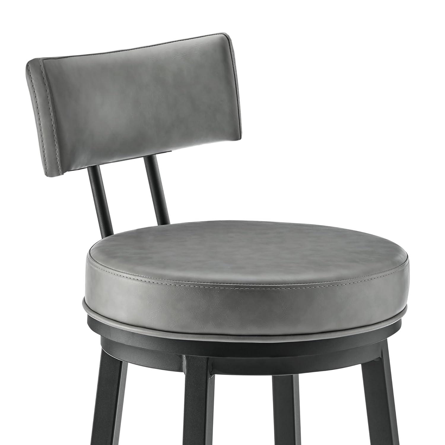 Armen Living Indoor Crux 26" Swivel Counter Stool in Brown Faux Leather and Walnut Wood
