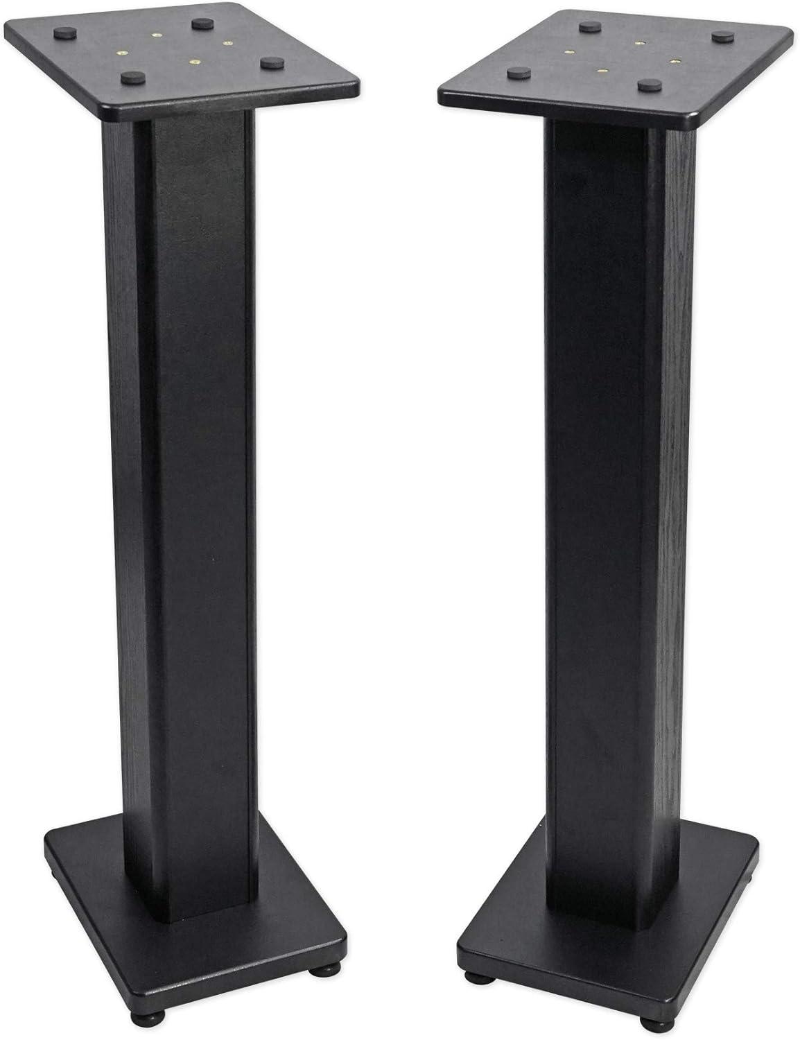 Black 36" MDF Bookshelf Speaker Stands with Isolation Pads