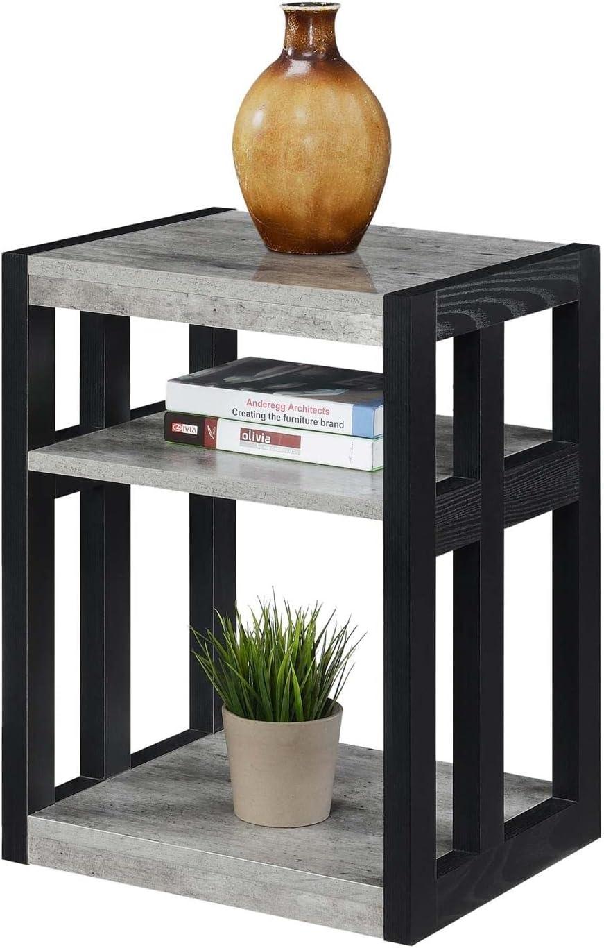 Convenience Concepts Monterey End Table with Shelves in Gray Wood Finish