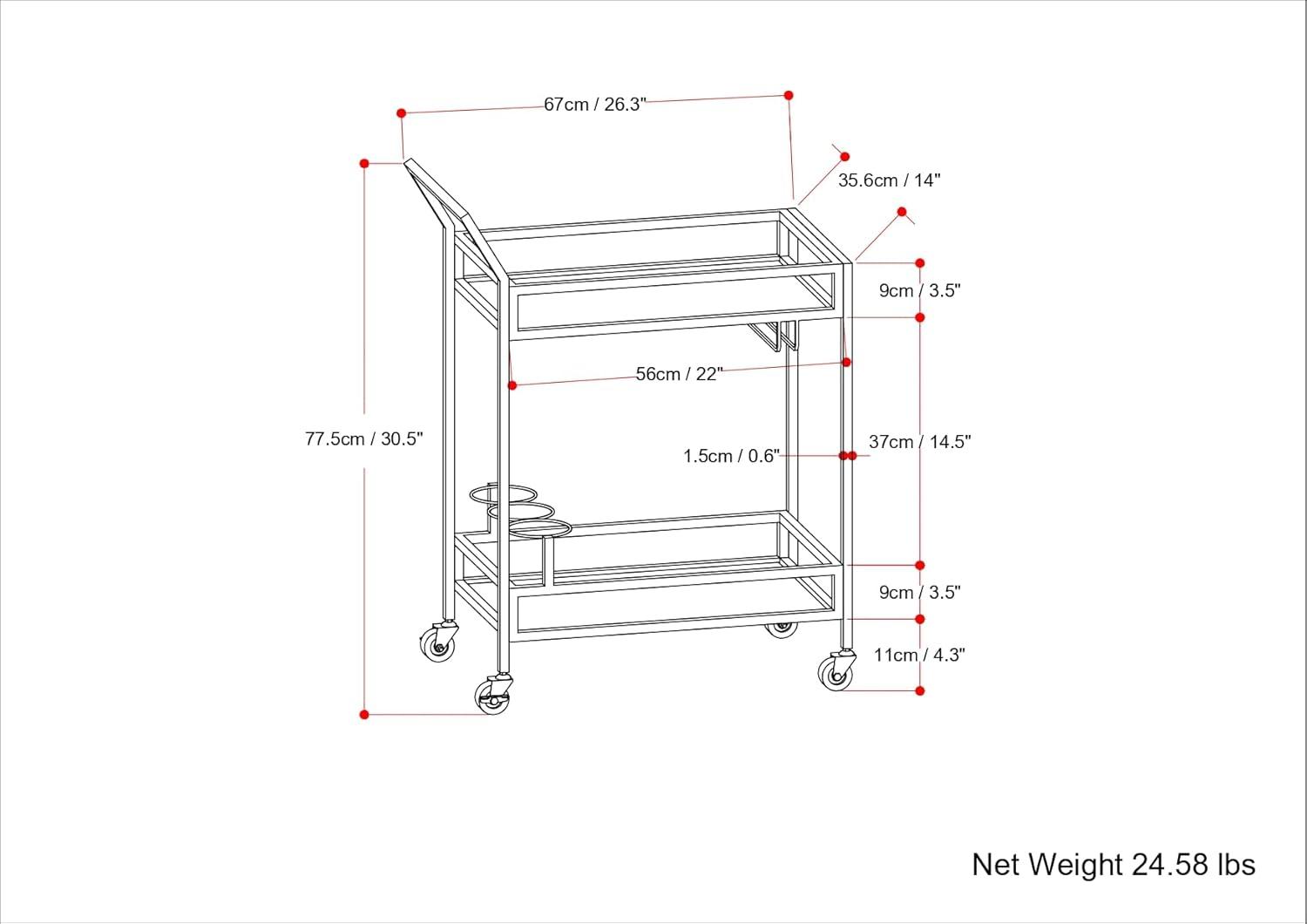 Simpli Home Watts 26 Inch Bar Cart In Chrome