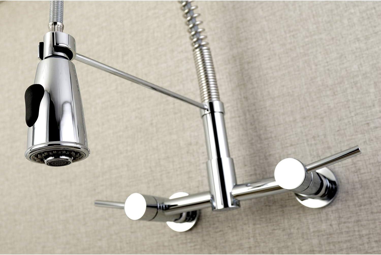 Concord Polished Chrome Dual Handle Wall-Mount Pull-Down Faucet