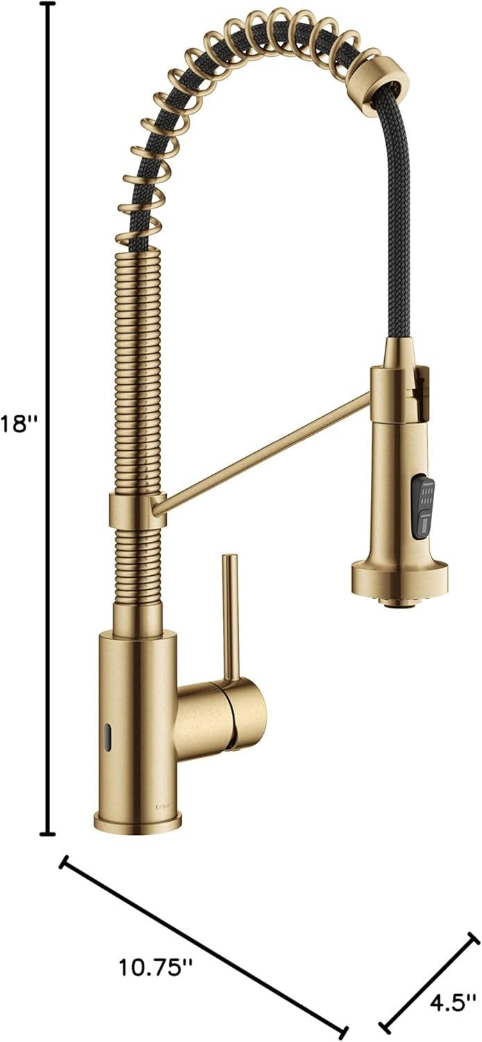 Brushed Brass Touchless Sensor Pull-Down Kitchen Faucet