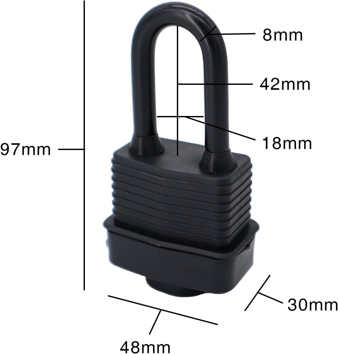 Black Waterproof Heavy Duty Laminated Steel Padlocks, Pack of 8