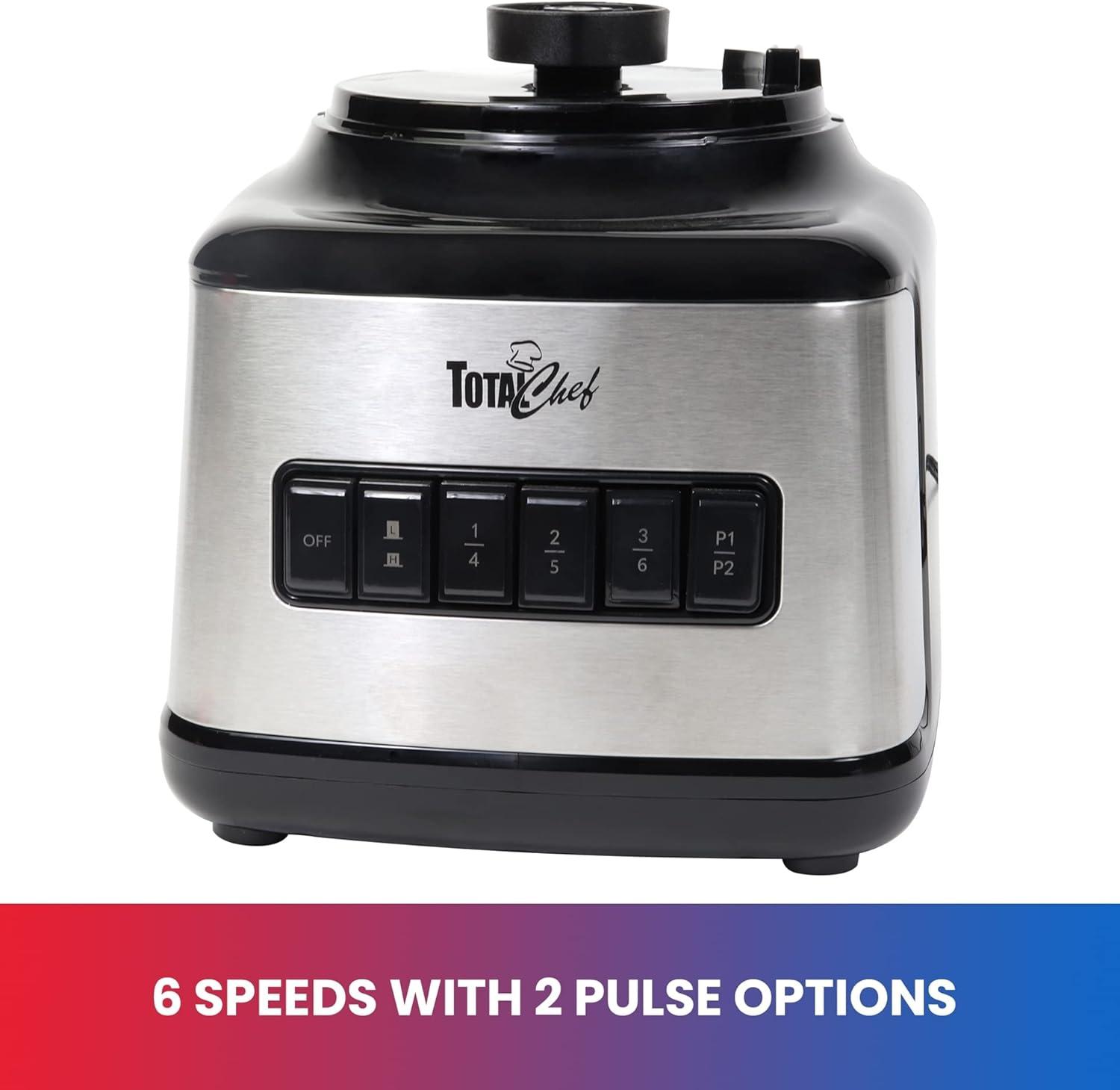 Total Chef Total Chef 51 Oz Countertop Blender with 6 Speed & 2 Pulse Options For Smoothies, Shakes, Ice and Dips