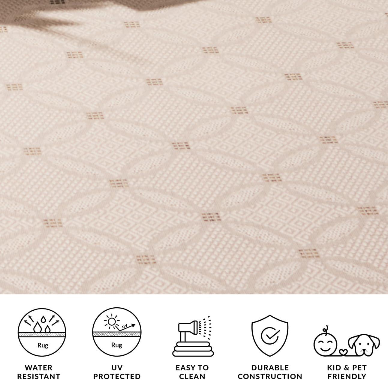 SAFAVIEH Courtyard Gaus Geometric Indoor/Outdoor Area Rug, 5'3" x 7'7", Red/Natural