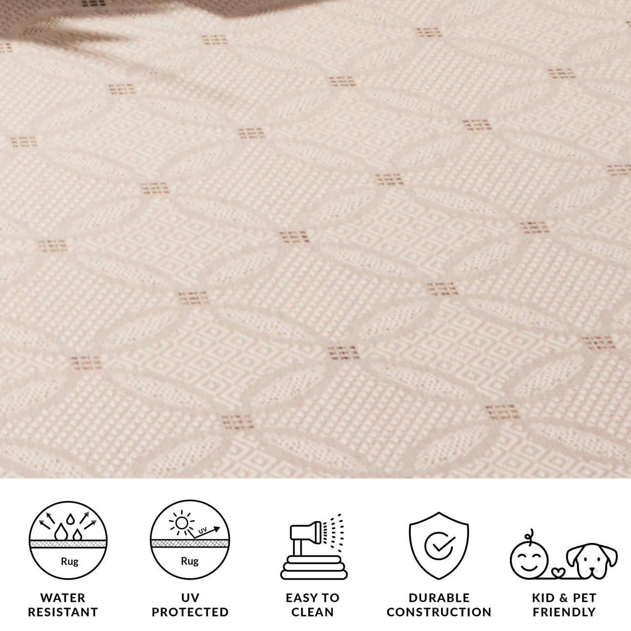 Courtyard CY7427 Power Loomed Indoor/Outdoor Area Rug - Beige/Navy - 5'3"x7'7" - Safavieh.