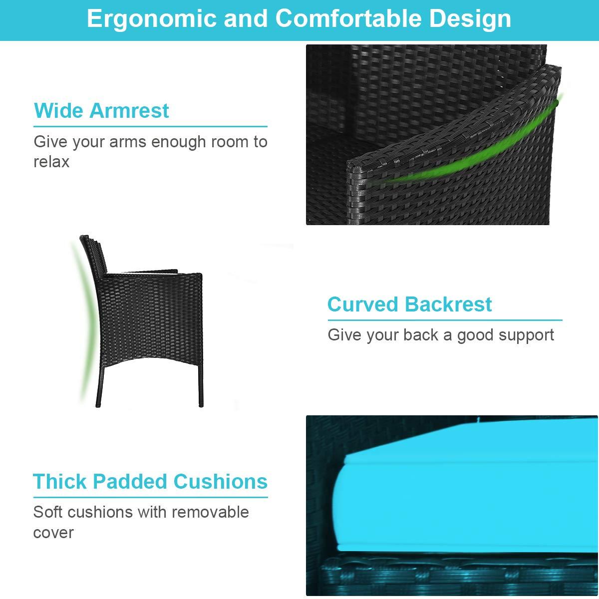 Tangkula Outdoor Rattan Furniture Wicker Patio Conversation Chair W/Cushions Turquoise