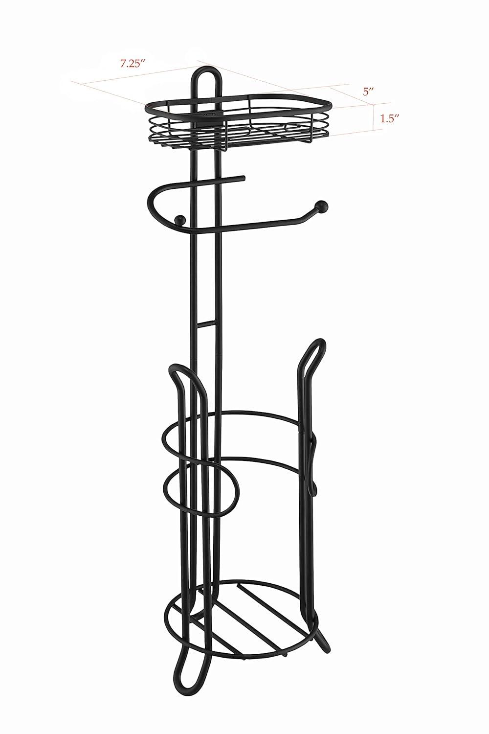 SunnyPoint Bathroom Heavyweight Toilet Tissue Paper Roll Storage Holder Stand Black (HL-TPS-01BLK)