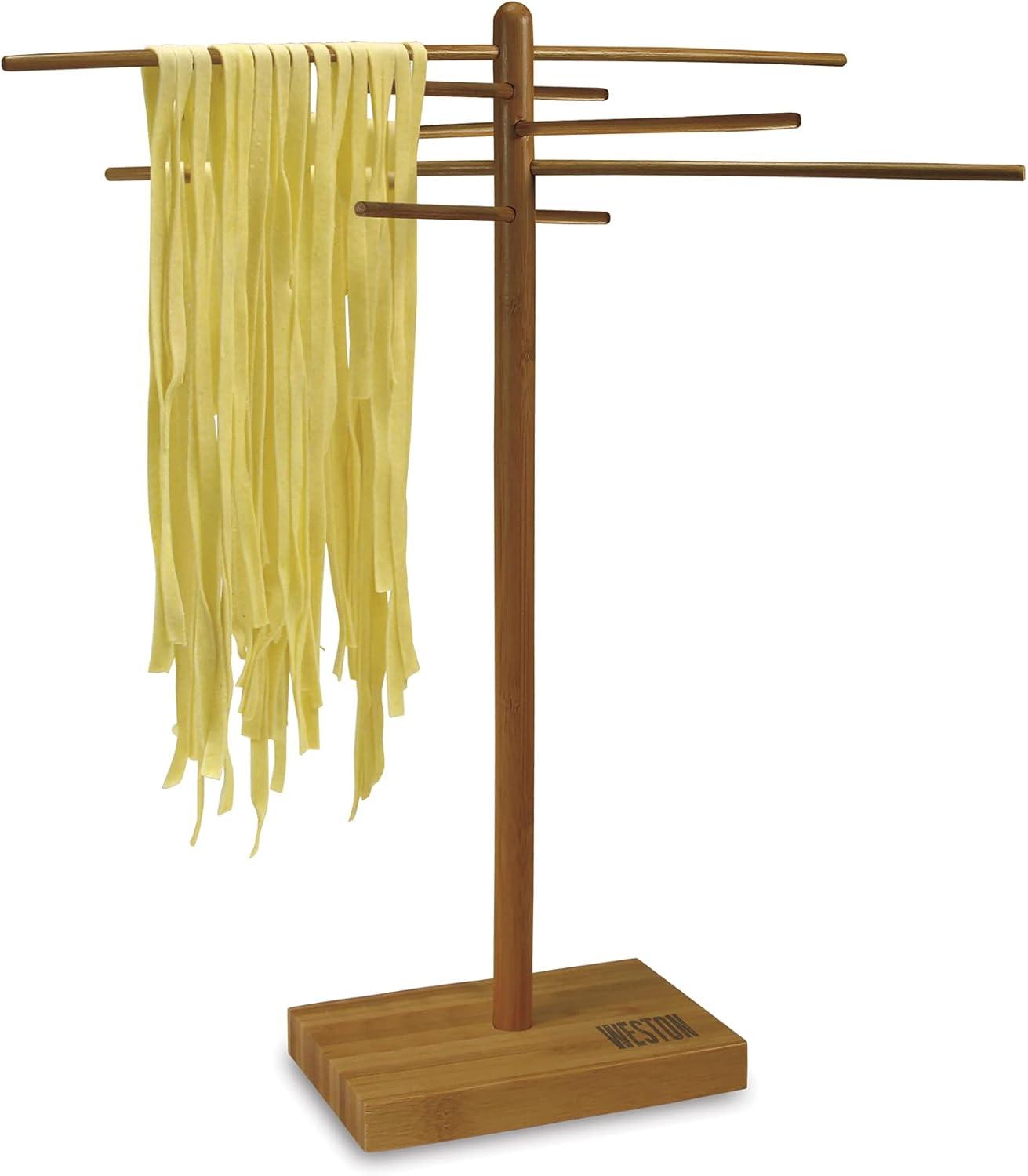 Weston Bamboo Pasta Drying Rack with 10 Arms, 17 Inches Tall