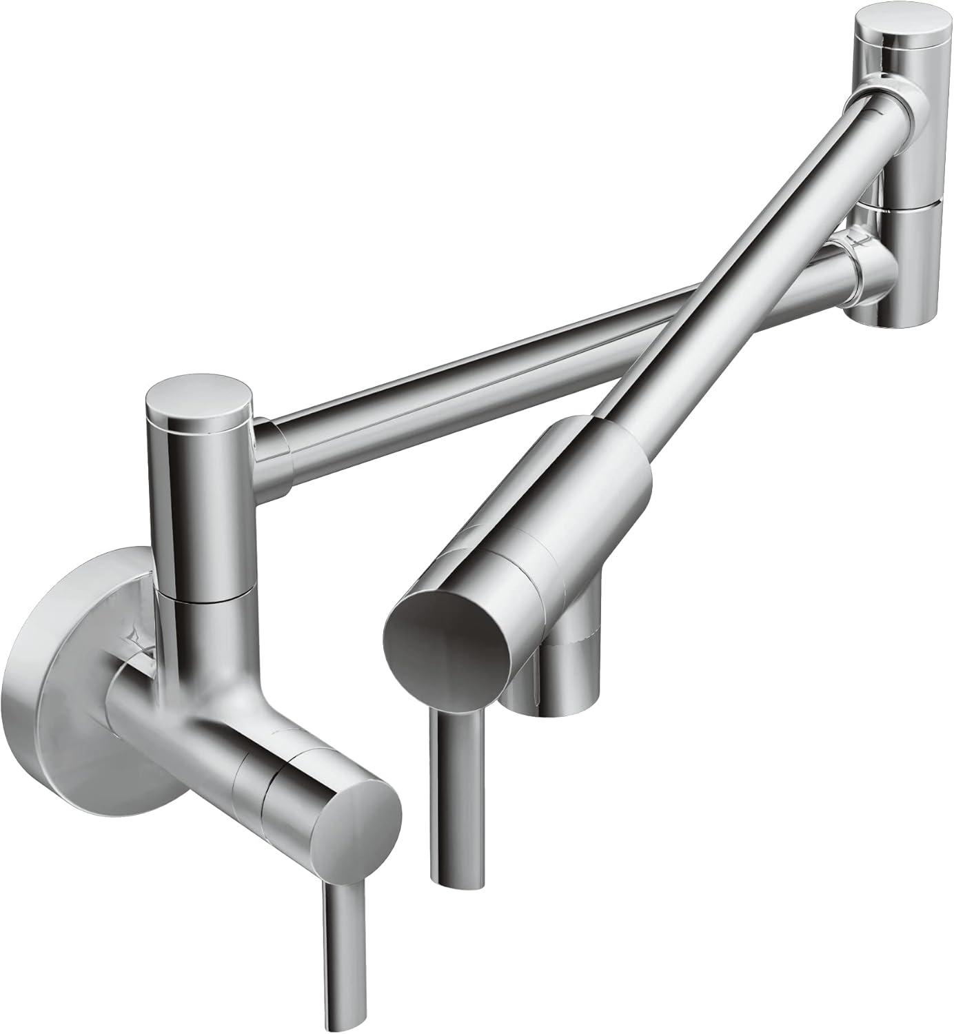 Chrome Wall Mounted Dual Handle Pot Filler Faucet