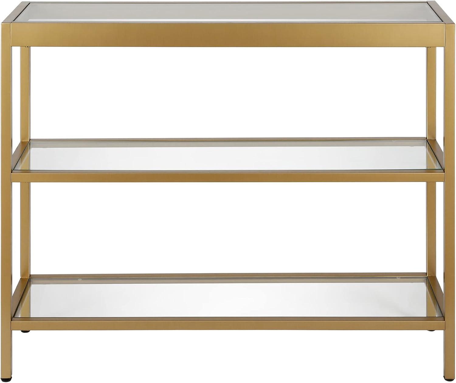 Evelyn&Zoe Alexis 36" Wide Rectangular Console Table, Brass