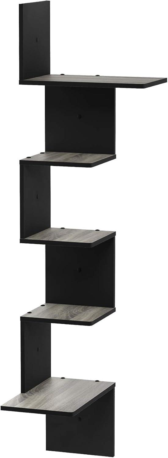 Furinno Contemporary 13.39" x 13.39" 5-Tier Wood Floating Shelf