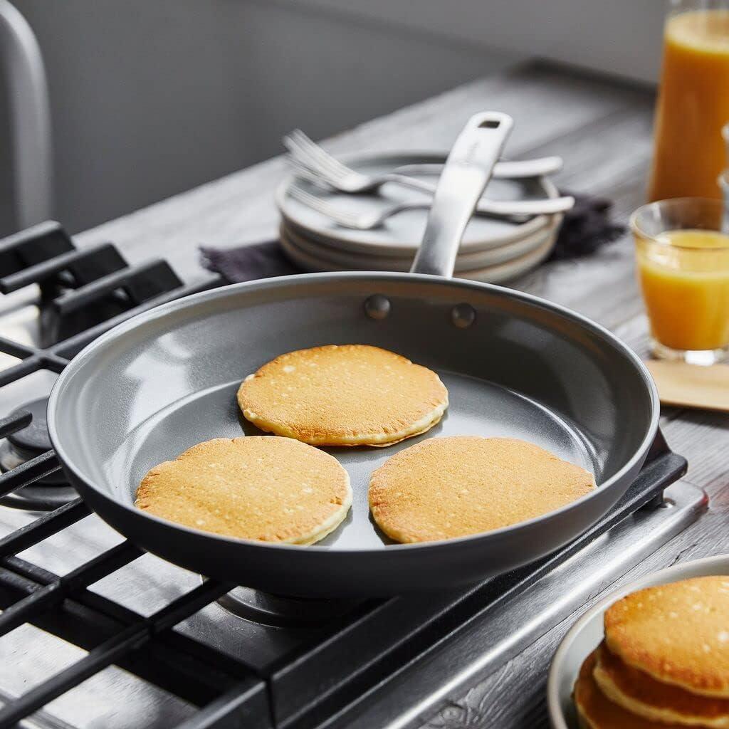 Gray Aluminum Ceramic Nonstick 2-Piece Frying Pan Set