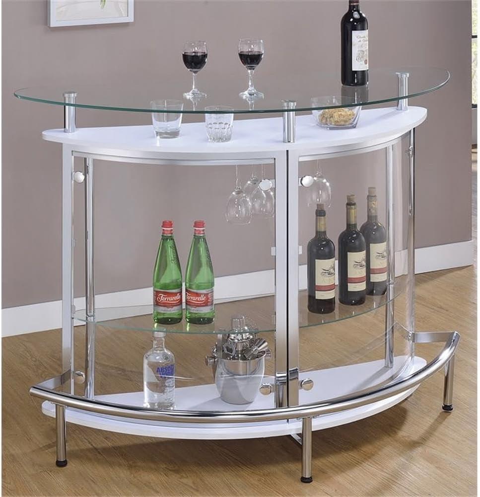 Contemporary White Metal and Clear Acrylic Home Bar Unit