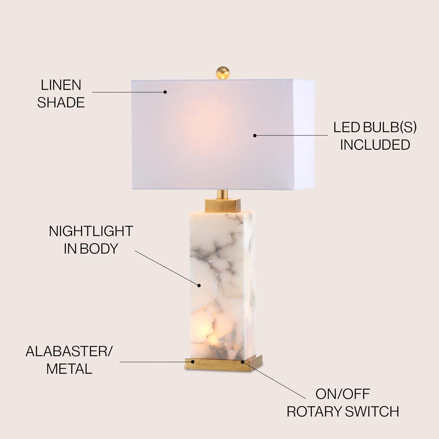 Elizabeth 27.5" White Alabaster and Gold Leaf Table Lamp