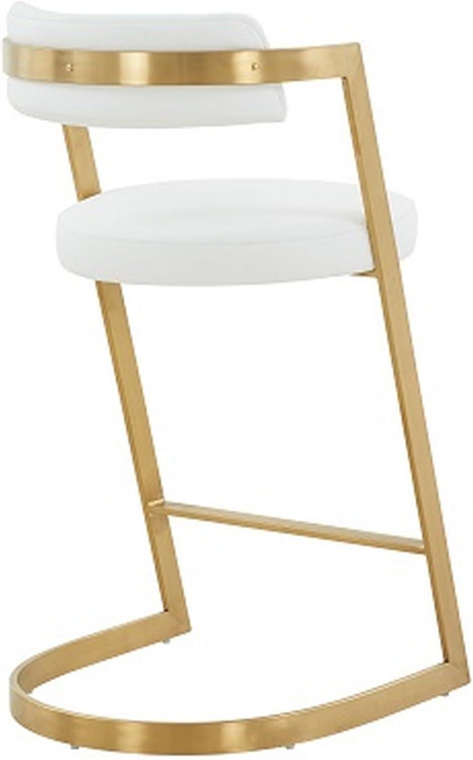 26 in. Counter Stool with Cantilever Base, White & Gold