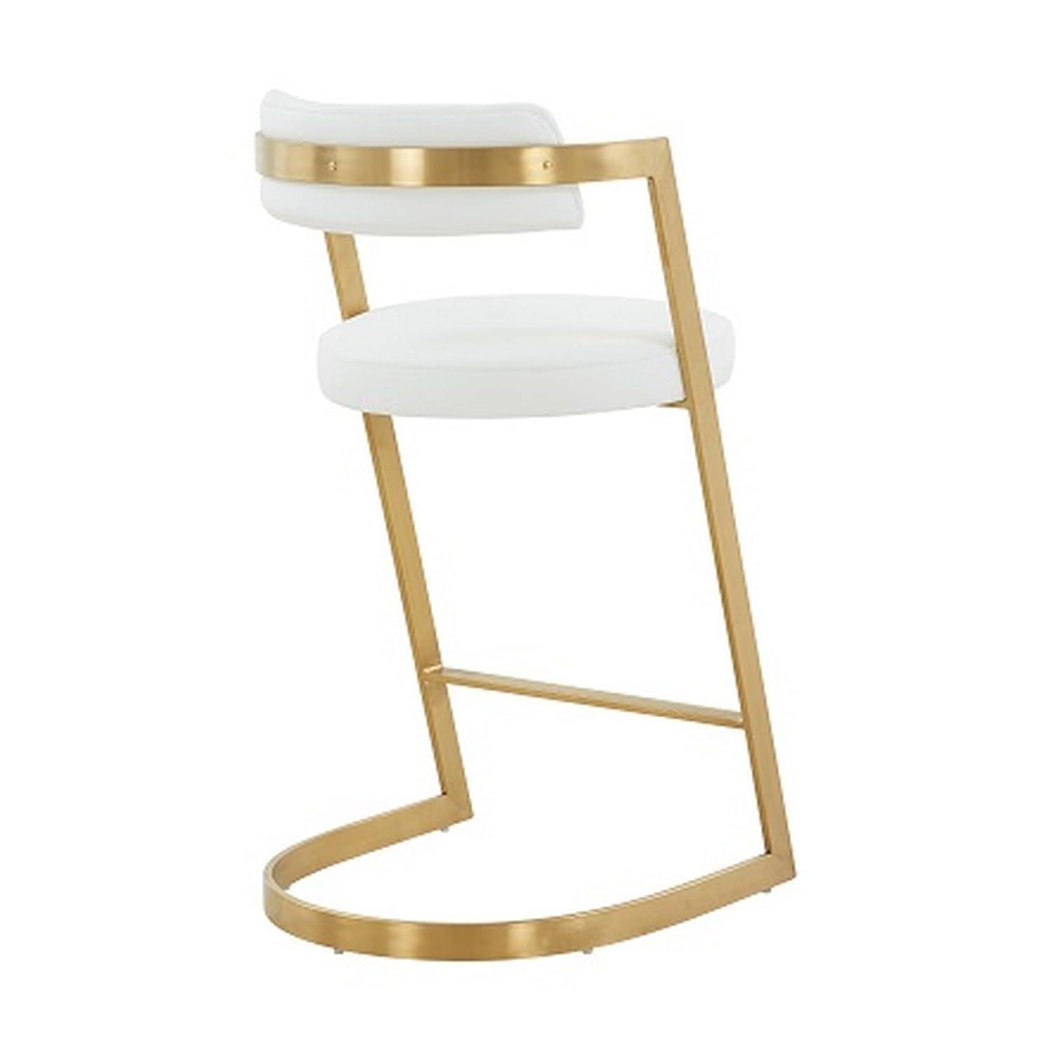 26 in. Counter Stool with Cantilever Base, White & Gold