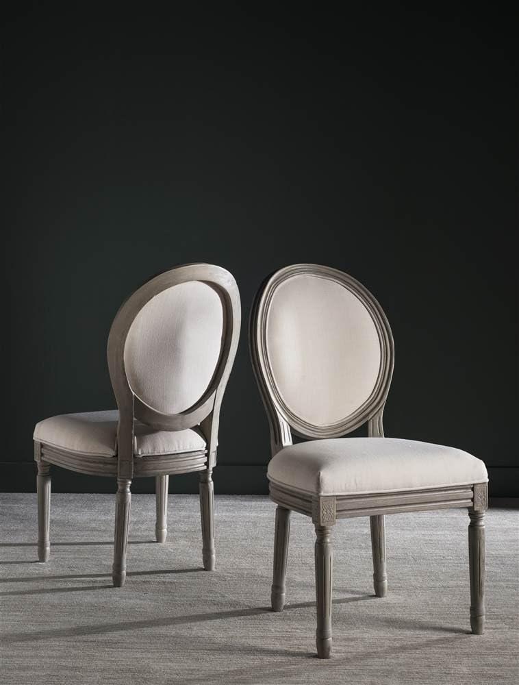 Holloway 19" H French Brasserie Oval Side Chair (Set of 2) - FOX6228 - Light Beige/Rustic Grey - Safavieh Couture