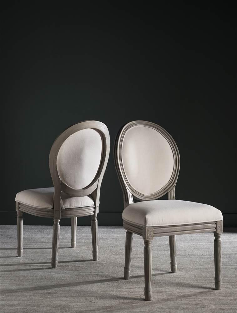 Holloway 19" H French Brasserie Oval Side Chair (Set of 2) - FOX6228 - Light Beige/Rustic Grey - Safavieh Couture