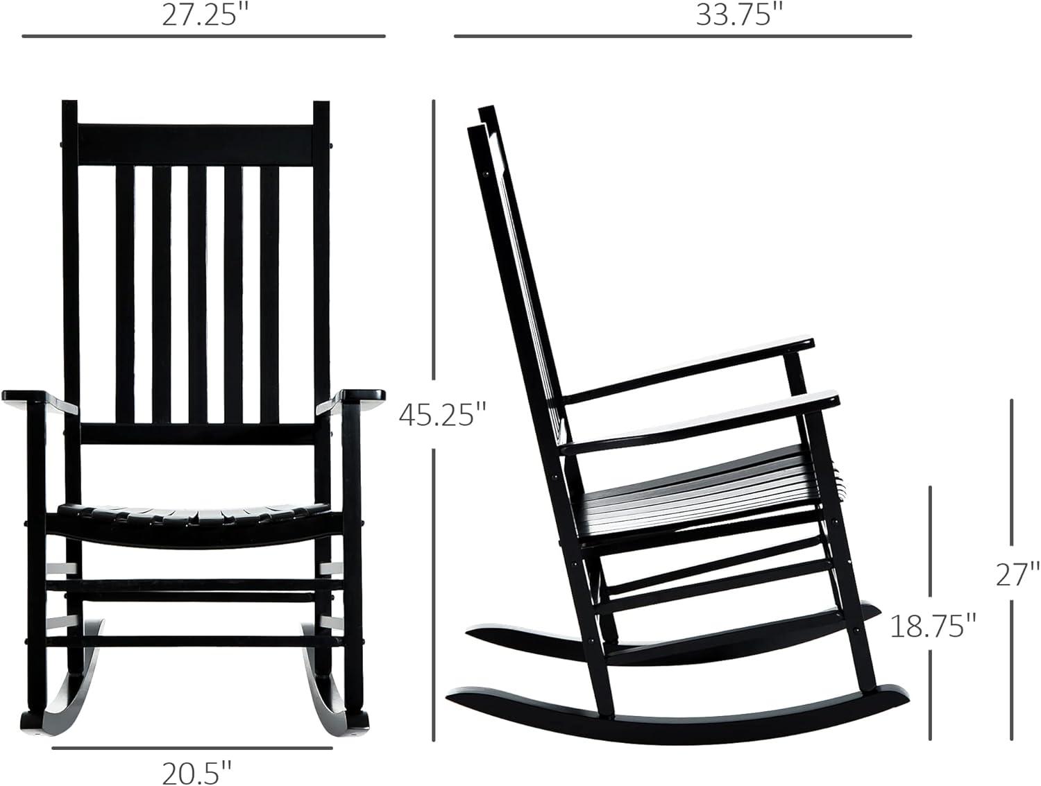 Outsunny Outdoor Rocking Chair, Wooden Rustic High Back All Weather Rocker, Slatted for Indoor, Backyard & Patio, Natural
