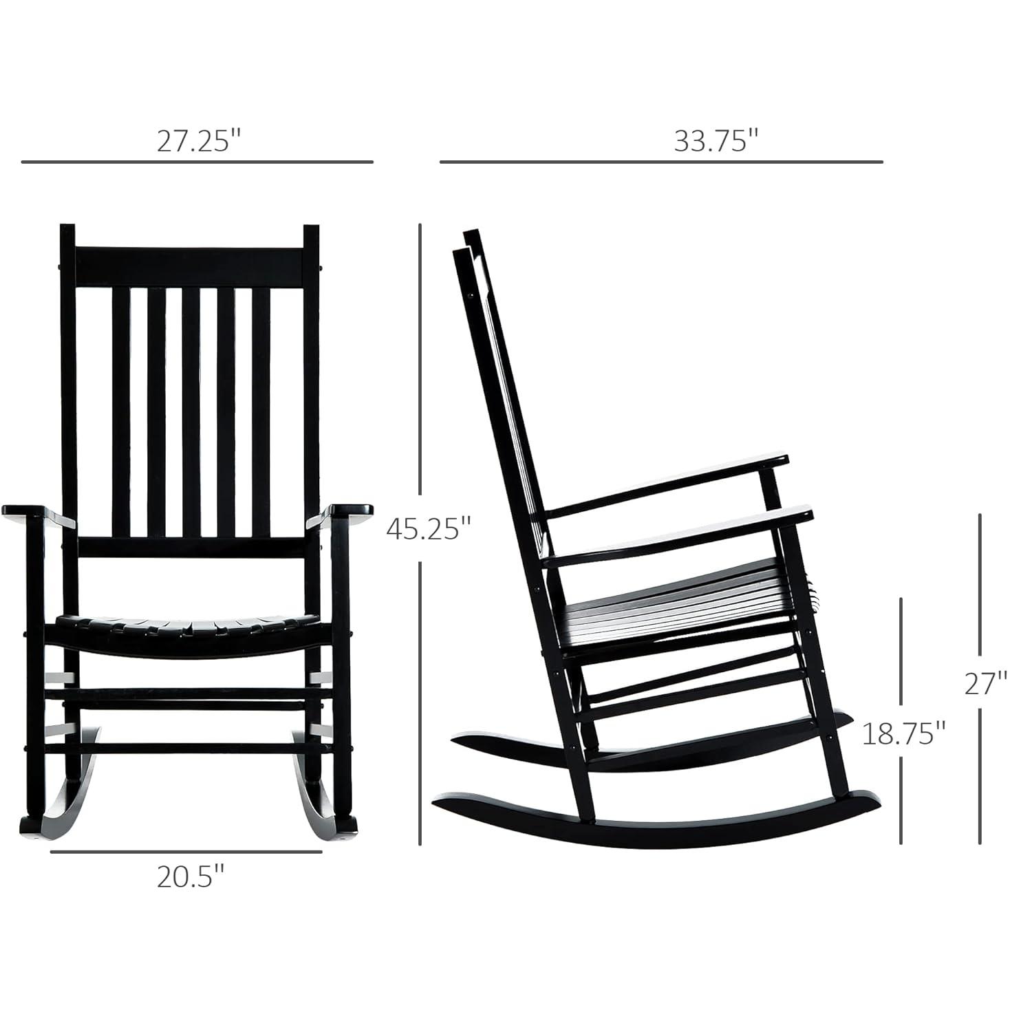 Outsunny Outdoor Rocking Chair, Wooden Rustic High Back All Weather Rocker, Slatted for Indoor, Backyard & Patio, Natural