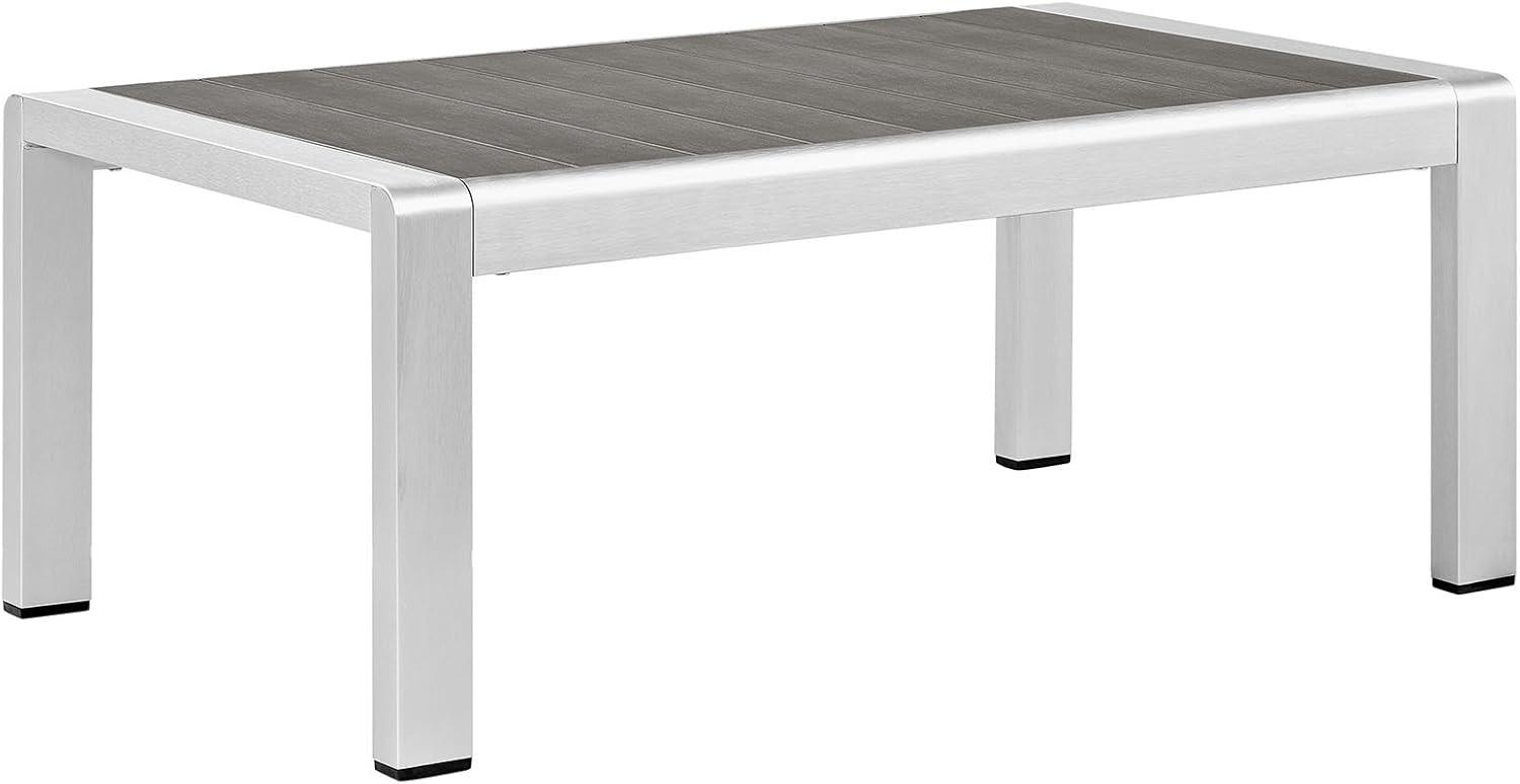 Modway Shore Aluminum Outdoor Patio Coffee Table in Silver Gray